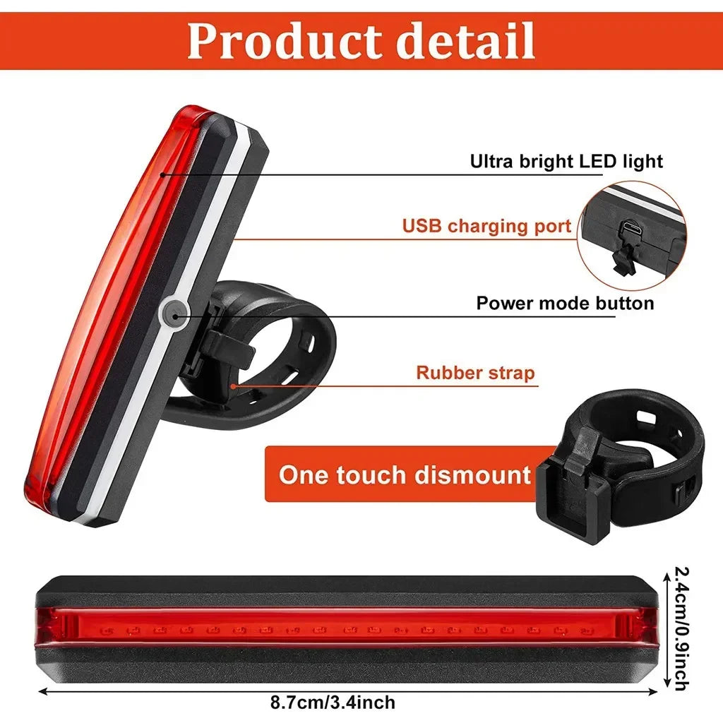 Bike Rear Light Highlight COB LED USB Rechargeable