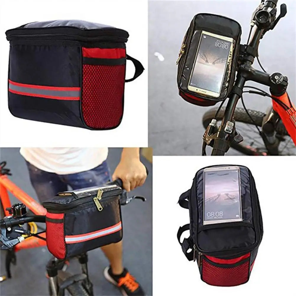 Bicycle Front Handlebar Bag Multifunction Portable Reflective Strip Bike