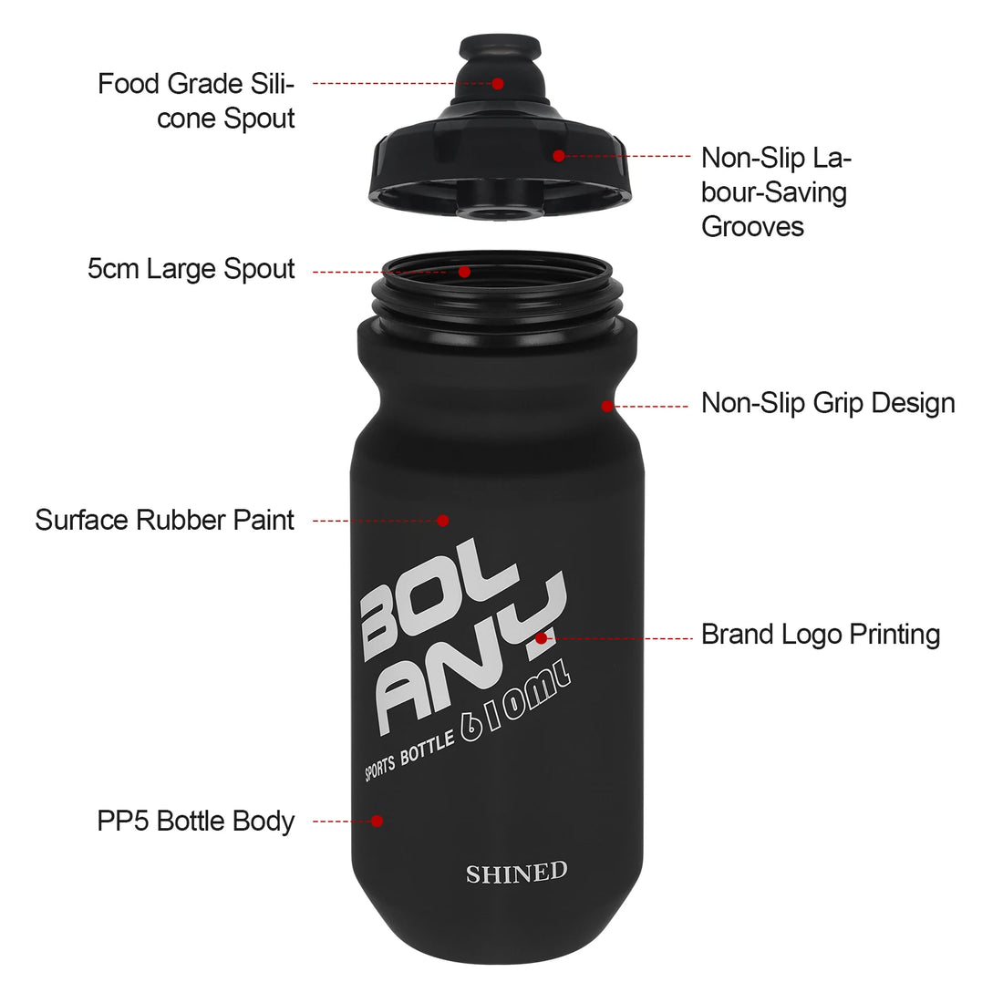 610ML BOLANY Bicycle Water Bottle Squeeze