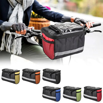 Bicycle Front Handlebar Bag Multifunction Portable Reflective Strip Bike